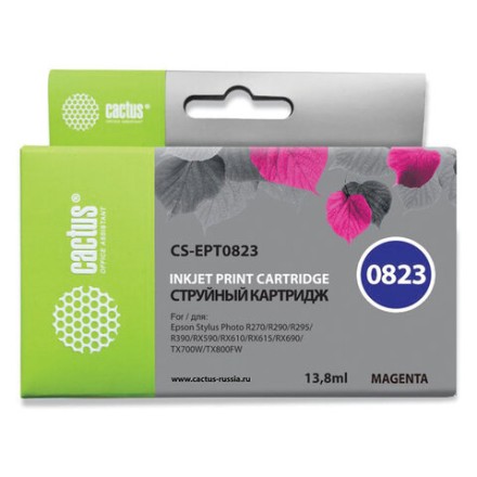 Картридж струйный CACTUS (CS-EPT0823) для EPSON Stylus R270/R390/ RX590, пурпурный 