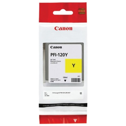 Картридж струйный CANON (PFI-120Y) для imagePROGRAF TM-200/205/300/305, желтый, 130 мл, оригинальный, 2888C001 