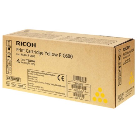 Тонер-картридж RICOH (408317) P C600, желтый, ресурс 12000 страниц, оригинальный 