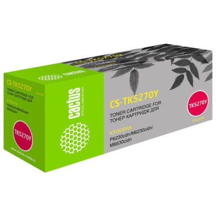 Картридж лазерный CACTUS (CS-TK5270Y) для Kyocera P6230cdn/M6230cidn/M6630cidn, желтый, ресурс 6000 страниц 
