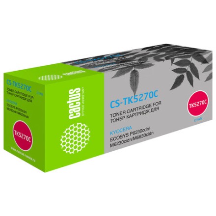 Картридж лазерный CACTUS (CS-TK5270C) для Kyocera P6230cdn/M6230cidn/M6630cidn, голубой, ресурс 6000 страниц 