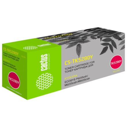 Картридж лазерный CACTUS (CS-TK5280Y) для Kyocera P6235cdn / M6235cidn / M6635cidn, желтый, ресурс 11000 страниц 