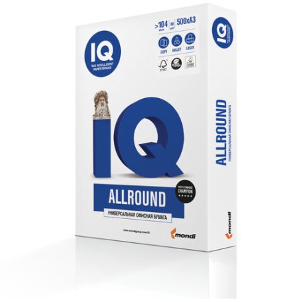 Бумага офисная IQ ALLROUND, А4, 80 г/м2, 500 л., марка В, Mondi, белизна 162% 