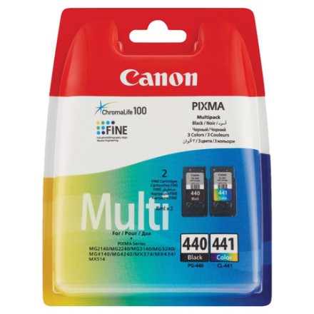 Картридж струйный CANON (PG-440/CL-441) PIXMA MG2140/MG3140, черный и цветной, 180 станиц, оригинальный, 5219B005 