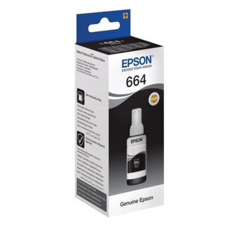 Чернила EPSON (C13T66414A) для СНПЧ Epson L100/L110/L200/L210/L300/L456/L550, черные, оригинальные 