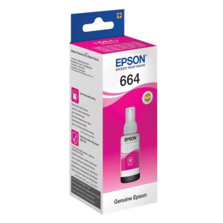 Чернила EPSON (C13T66434A) для СНПЧ EpsonL100/L110/L200/L210/L300/L456/L550, пурпурные, оригинальные 