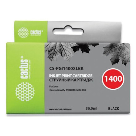 Картридж струйный CACTUS (CS-PGI1400XLBK) для CANON МВ2040/МВ2340, черный 